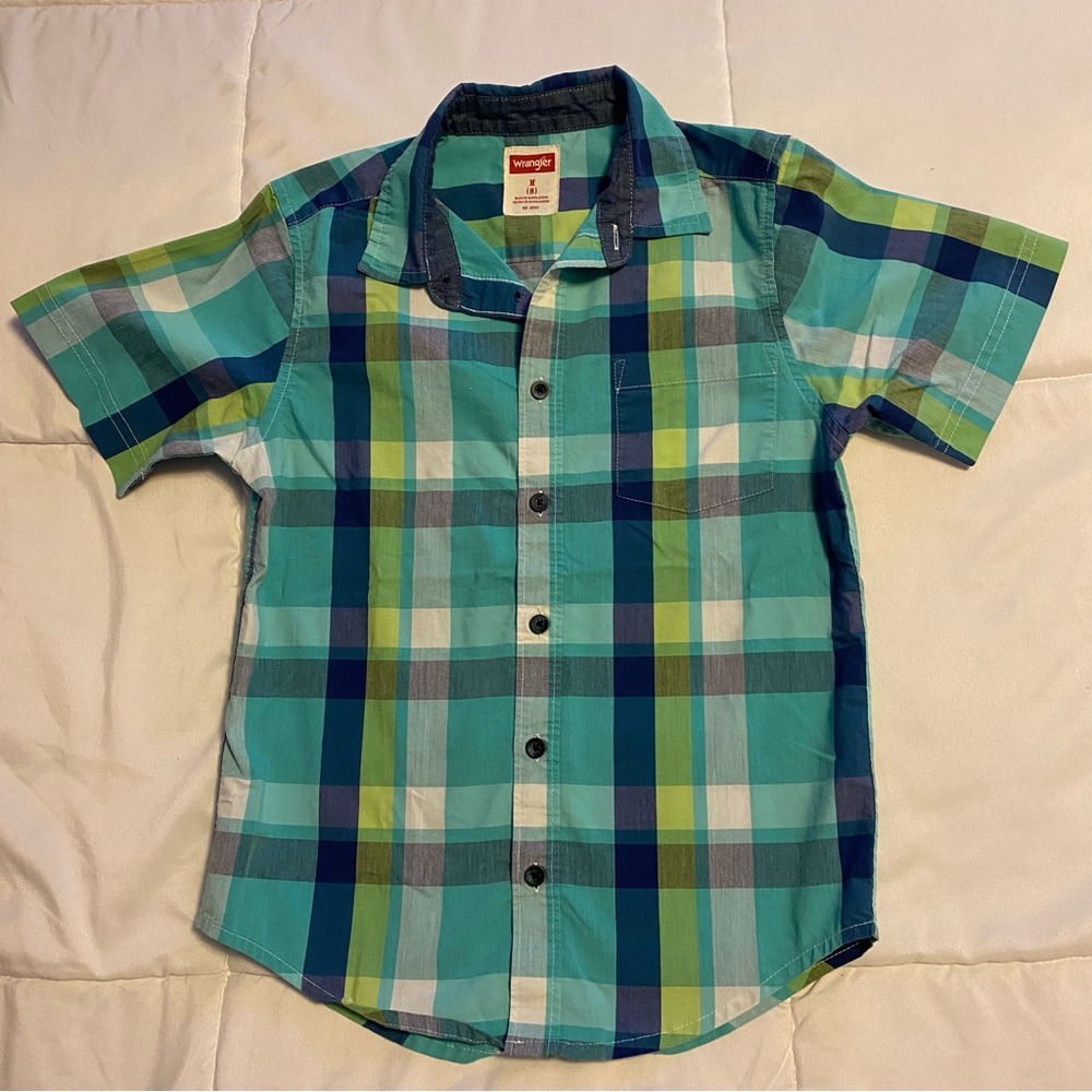 Wrangler Kids Checkered Shirt - Teal and Navy